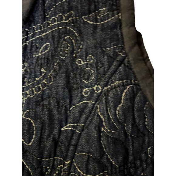 Christopher & Banks Denim Quilted Vest Women's XL – Blue Floral Stitch Used - Picture 12 of 12